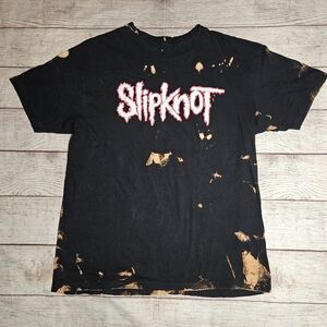 Slipknot Music Band Upcycled Bleached Tie Dyed Graphic Tee Shirt